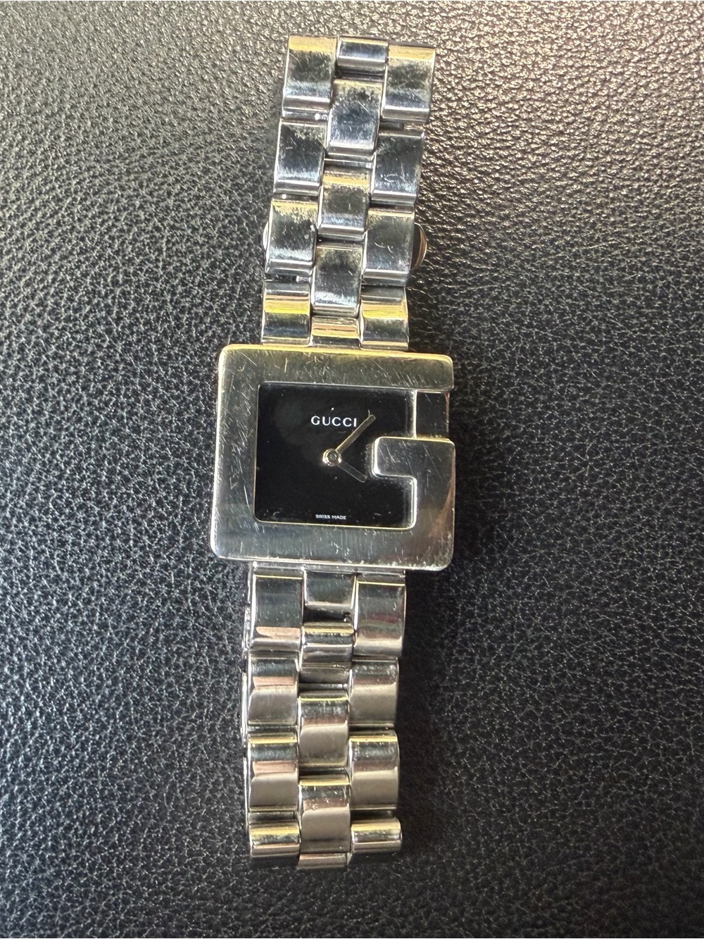 GUCCI 3600J G-FRAME STAINLESS STEEL BLACK DIAL SWISS MADE WATCH